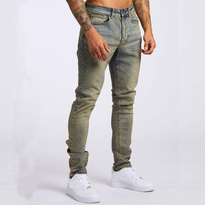Men's High Waist Slim Fit Jeans - Casual Fashion Denim