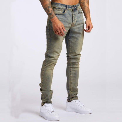 Men's High Waist Slim Fit Jeans - Casual Fashion Denim