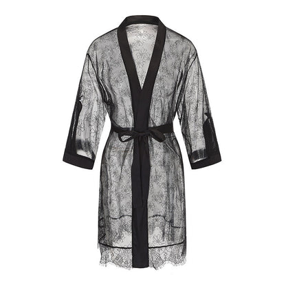 French Lace Nightdress - Eyelash Lace See-Through Gown - Fashions Envy