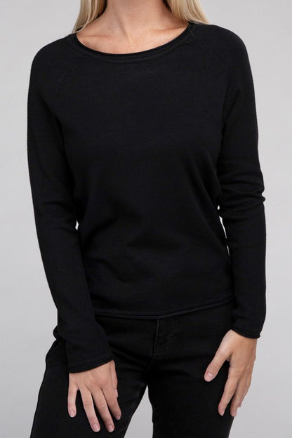 Long Sleeve Viscose Round Neck Basic Sweater