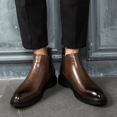 Men's Pointed High-top Leather Shoe Boots