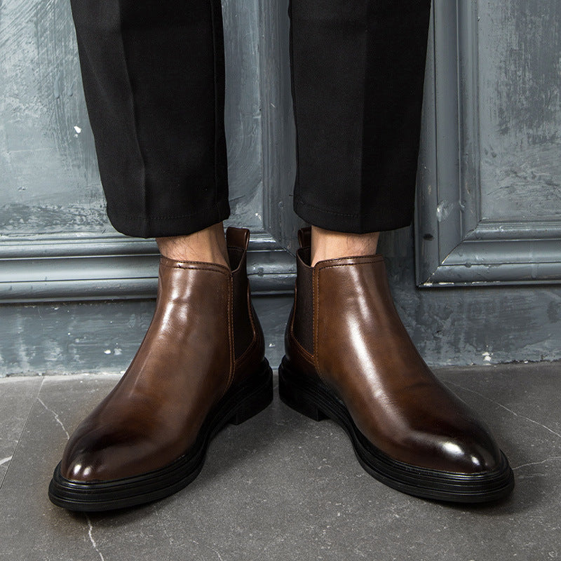 Men's Pointed High-top Leather Shoe Boots