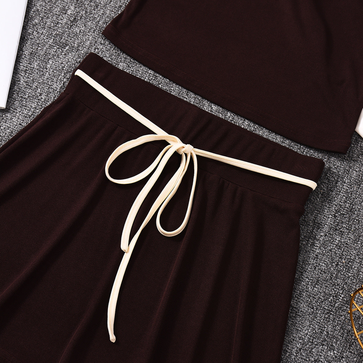 Crop Top and Skirt Set - Contrasting Mini Dress Outfit