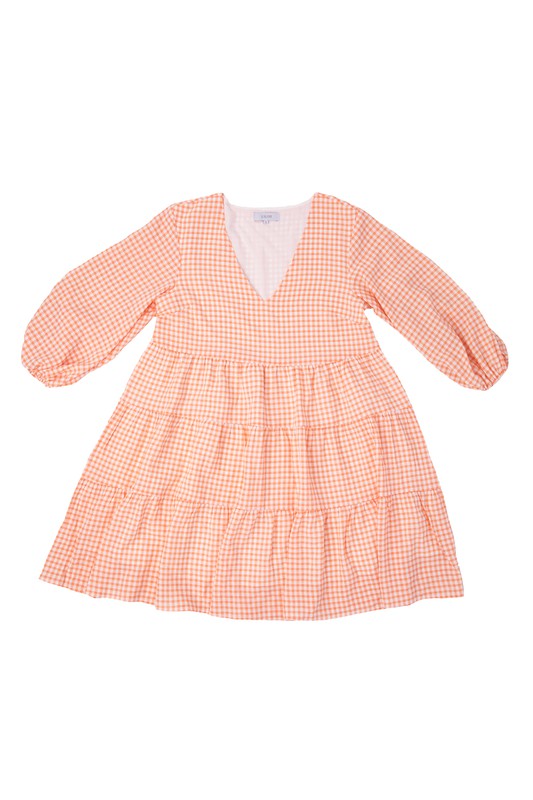 Gingham Checked Tiered Mini Dress