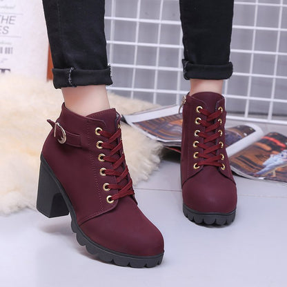 Cross Strap Ankle Boots - Edgy Buckle Combat Booties