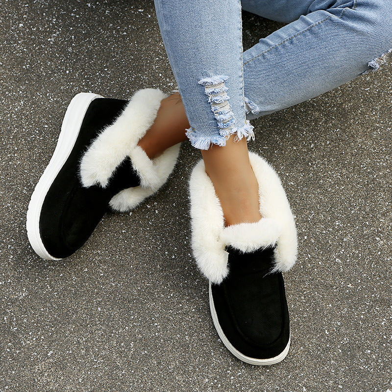 Plush Fur Snow Boots - Warm Winter Ankle Style