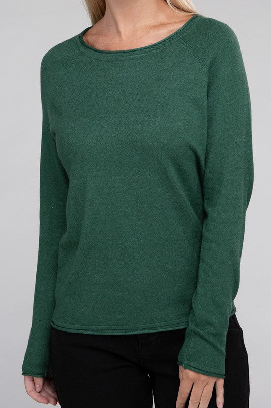 Long Sleeve Viscose Round Neck Basic Sweater