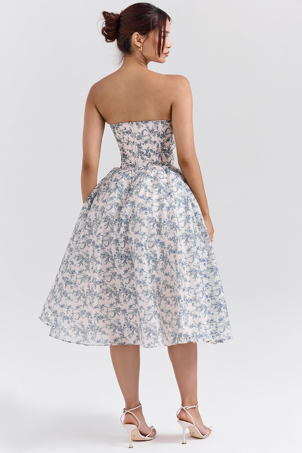 Sweetheart Midi Dress - Strapless Flared A-Line Skirt