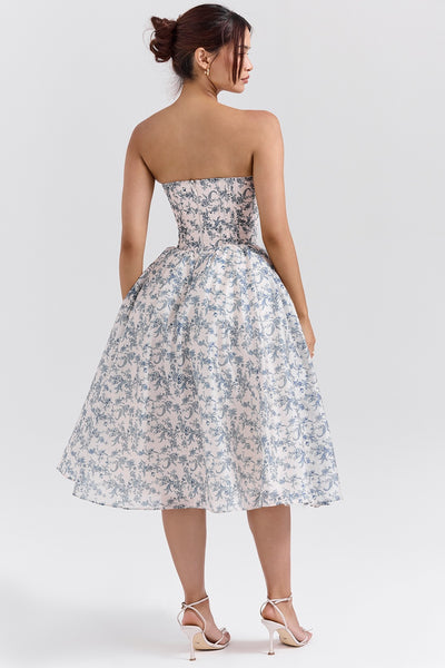 Sweetheart Midi Dress - Strapless Flared A-Line Skirt