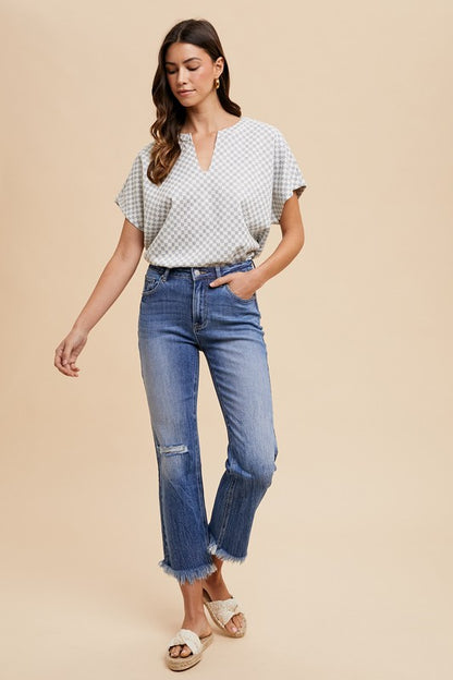 Annie Wear Distressed Raw Hem Straight Leg Cropped Jeans