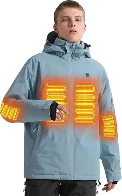 Heated Ski Jacket - 12V Battery 5 Zone Men's Winter Coat - Fashions Envy