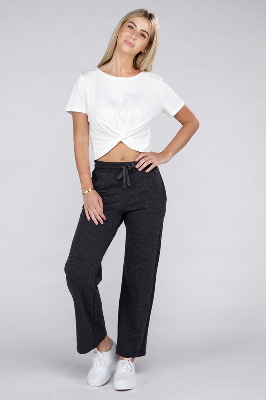 Casual Lounge Wide Pants with Drawstrings