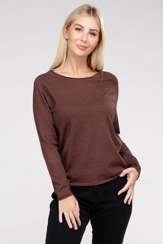 Long Sleeve Viscose Round Neck Basic Sweater