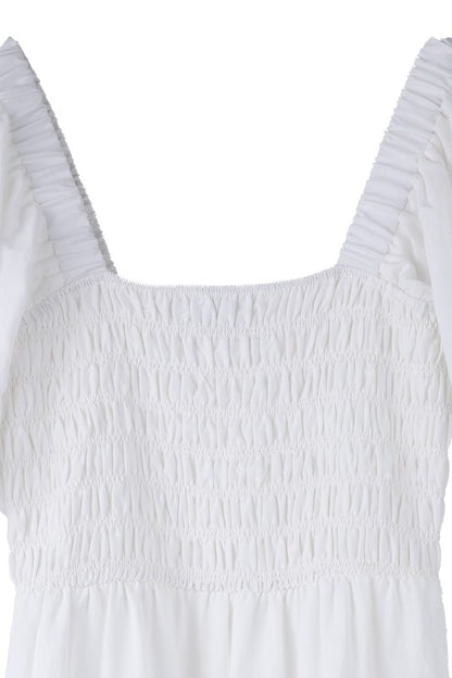 Tiered Midi Dress with Puff Sleeves