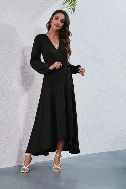 V Neck Long Sleeve Maxi Dress