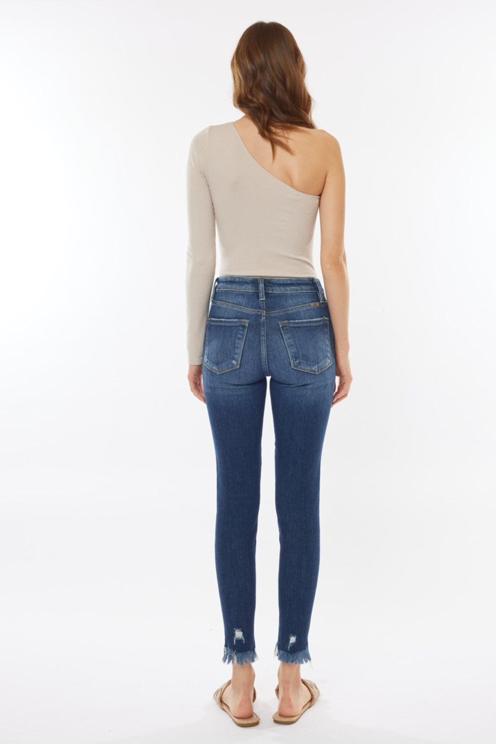 Raw Hem High Waist Cropped Kancan Dark Denim Jeans