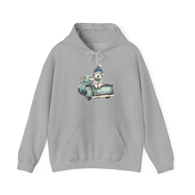 Vintage Truck Pup Hoodie - Cozy Winter Dog Lover Sweatshirt