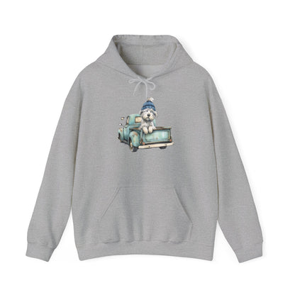 Vintage Truck Pup Hoodie - Cozy Winter Dog Lover Sweatshirt