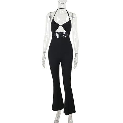 Halter Jumpsuit - Casual Cutout Sleeveless Slim Fit