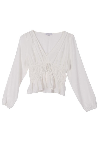 Long Sleeve Sheer Lace Ivory Blouse