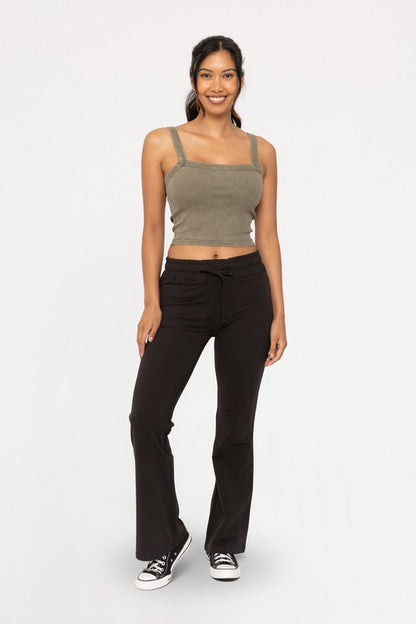 Black Drawstring Flared Casual Lounge Pants