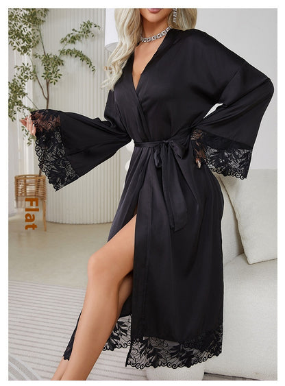 French Style Nightgown Robe - Comfortable Tied Sleepwear