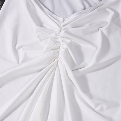 Halter Crop Top and Maxi Skirt Set - White Backless Outfit