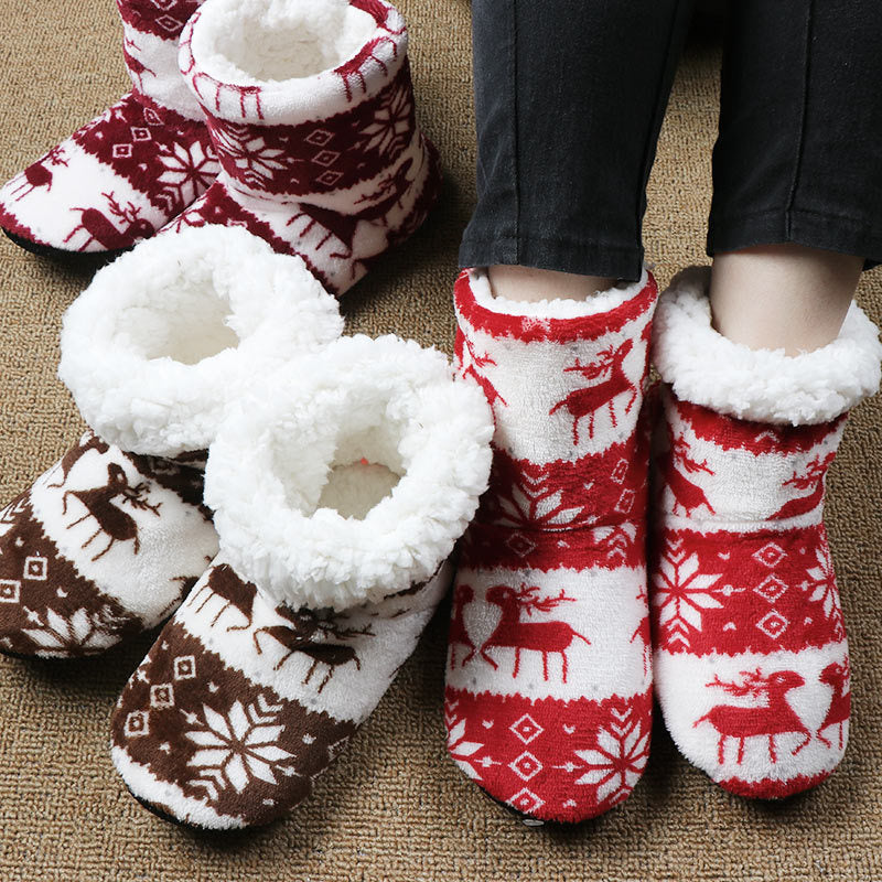 Christmas Elk Slippers - Warm Plush House Shoes