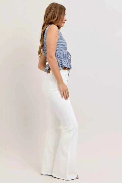 Judy Blue High Waisted Flare Jeans - White Tummy Control