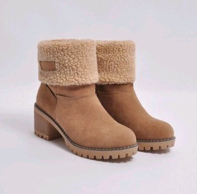 Suede Snow Boots - Mid-Tube Waterproof Platform