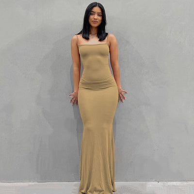 Pure Slim Peach Hip Suspender Long Fishtail Skirt