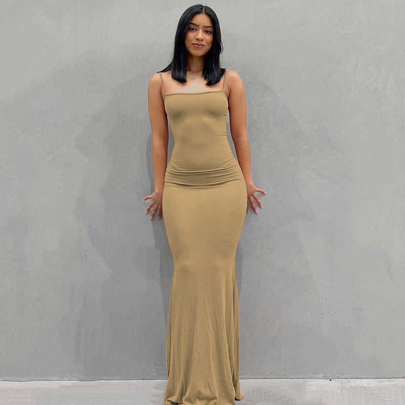 Pure Slim Peach Hip Suspender Long Fishtail Skirt