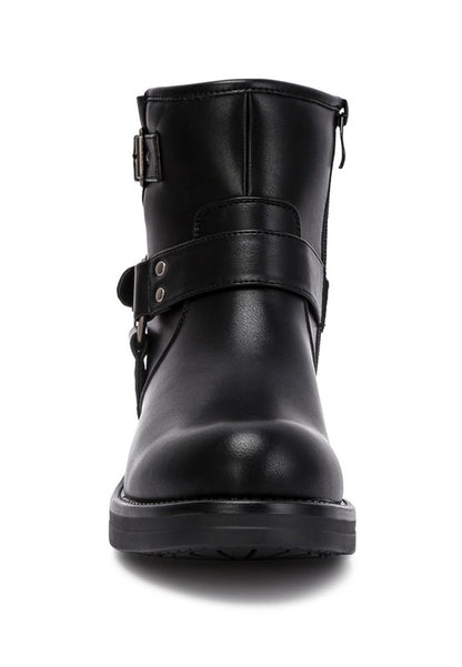 Allux Faux Leather Pin Buckle Boots