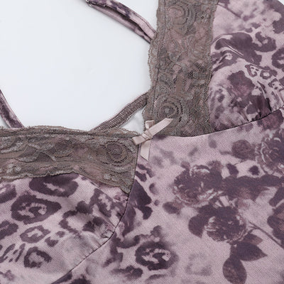 Leopard Print Camisole - Lace Trim Spaghetti Strap