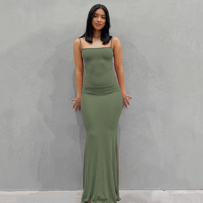 Pure Slim Peach Hip Suspender Long Fishtail Skirt