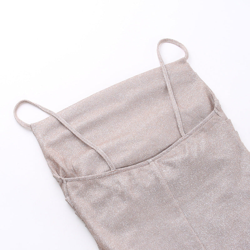 Spaghetti Strap Sequined Evening Dress - Sexy Party Gown