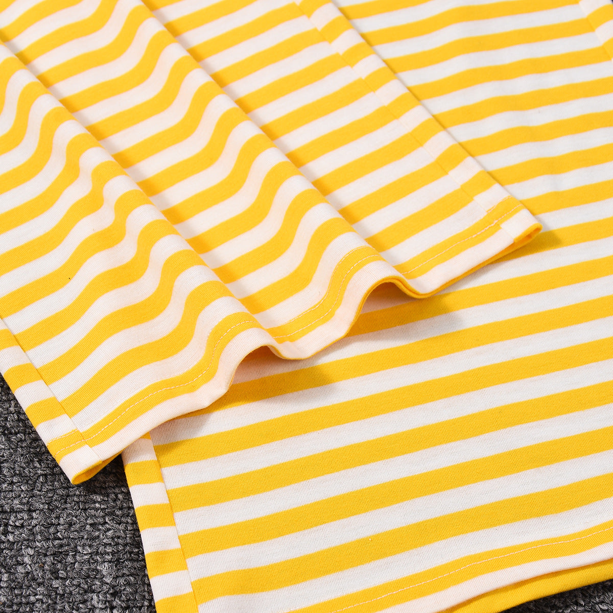 Striped Tube Top and Pants Set - Yellow Bow Detail Outfit