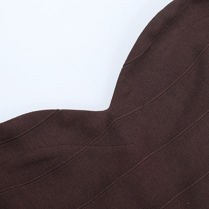 Halter Knit Dress - Ribbed Bodycon Tie Neck Mini - Fashions Envy