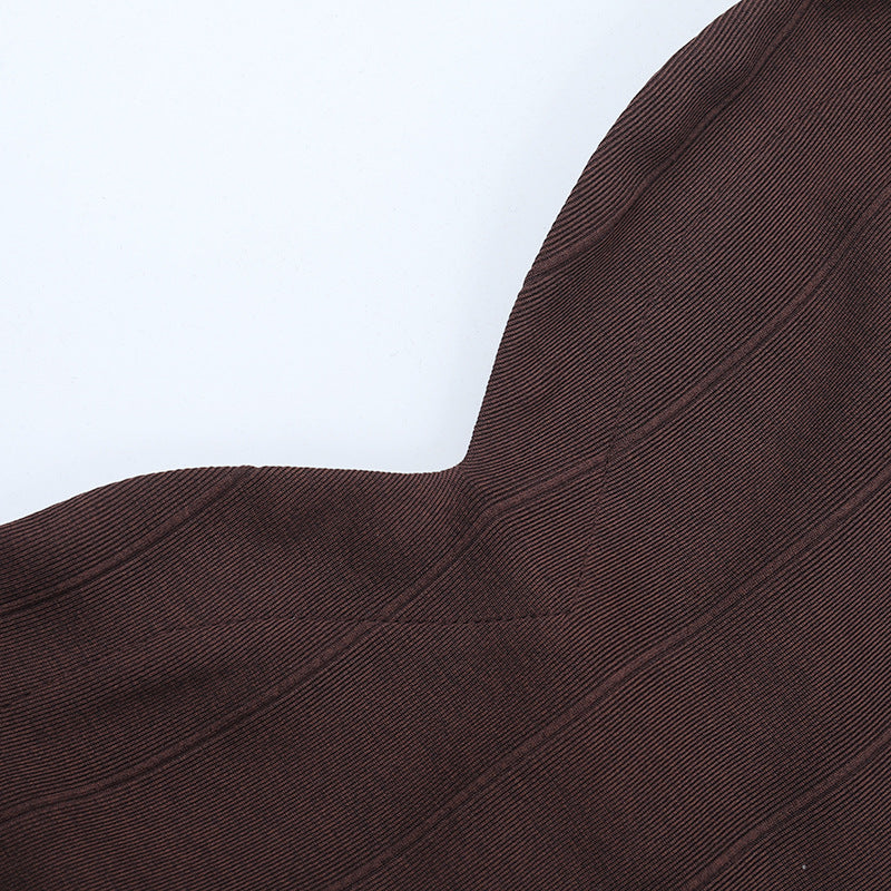 Halter Knit Dress - Ribbed Bodycon Tie Neck Mini - Fashions Envy