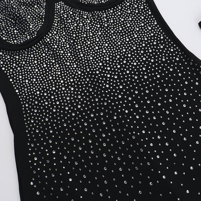 Bodycon Maxi Dress - Halter Diamond Embellished Slim Fit - Fashions Envy