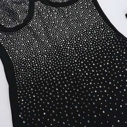 Bodycon Maxi Dress - Halter Diamond Embellished Slim Fit