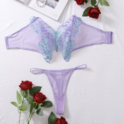 Mesh Lingerie Set - Embroidered Bow Detail