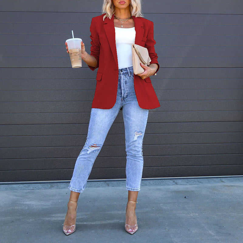 Casual Open Front Long Sleeve Suit Jacket Blazer