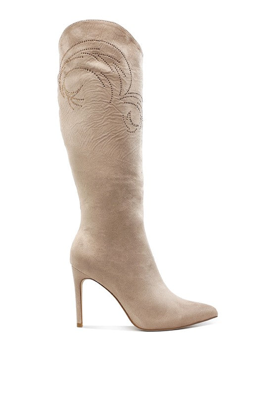 Becks Rhinestone Patterned Calf Boots