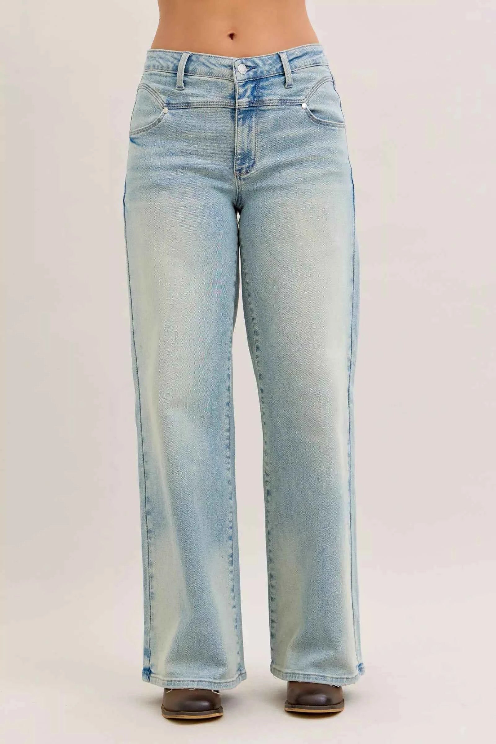 Judy Blue High Waist Column Straight Jeans - Medium Wash