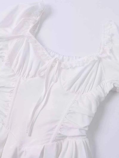 Sweetheart Neck Puff Sleeve Midi Dress