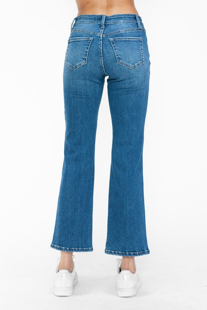 Medium Blue Full Size Cat's Whiskers Mid Rise Ankle Jeans