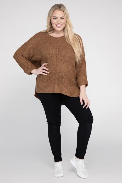 Plus Size Crew Neck Knit Sweater