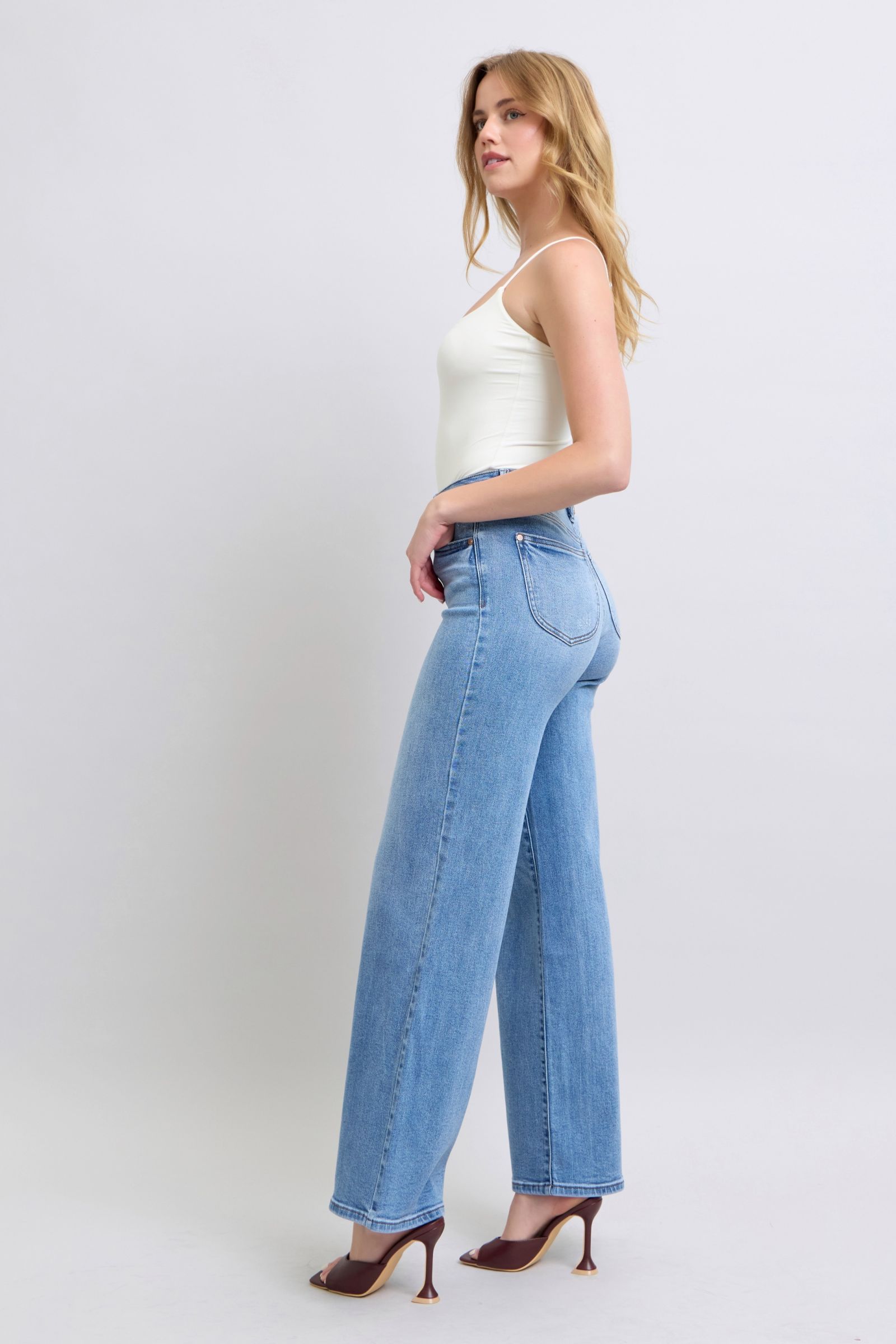 Full Size Wide Leg Judy Blue Jeans with Pockets