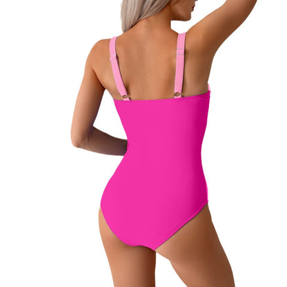 Contrast Halter Sides One-piece Swimsuit